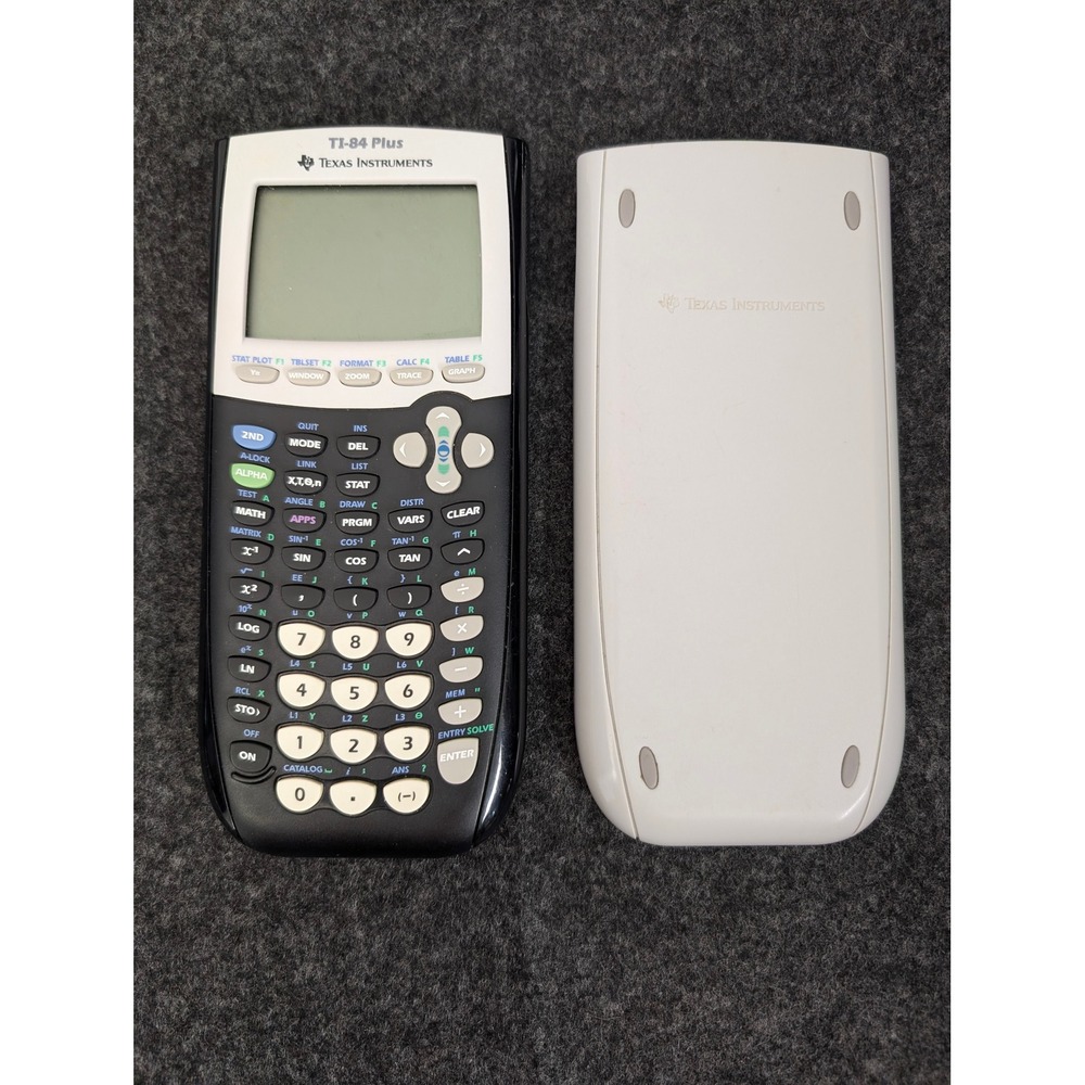 Texas Instruments TI-84 Plus Graphing Calculator Silver Black with Slide Cover
